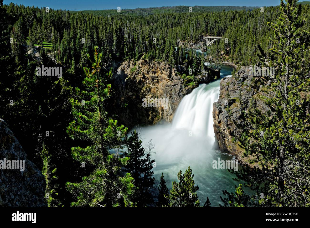 Vista delle Upper Falls nel parco nazionale di Yellowstone Foto Stock