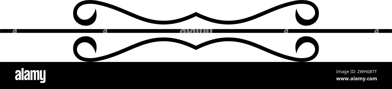 contorno ornamento nero su sfondo bianco Illustrazione Vettoriale