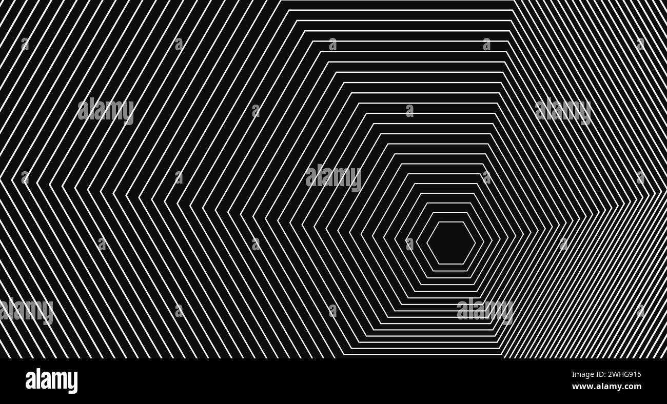 Vettore di illusione geometrica esagonale in bianco e nero Illustrazione Vettoriale