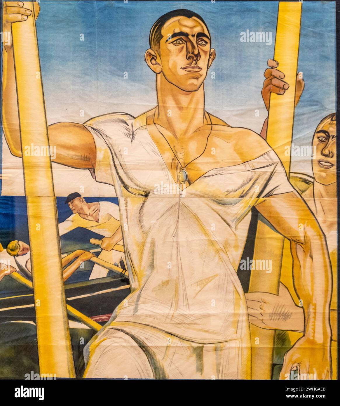 San Sebastián, regate per barche a remi, litografia a colori su carta, Aurelio Arteta, 1930, Museo de Bellas Artes, Bilbao, Spagna Foto Stock