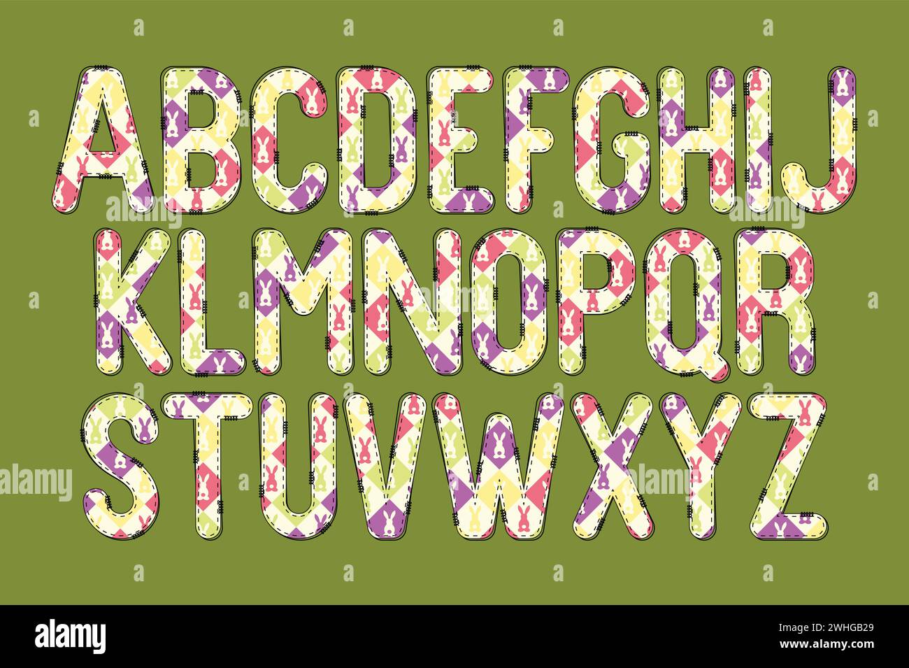 Collezione versatile di lettere alfabetiche conigliate per vari usi Illustrazione Vettoriale