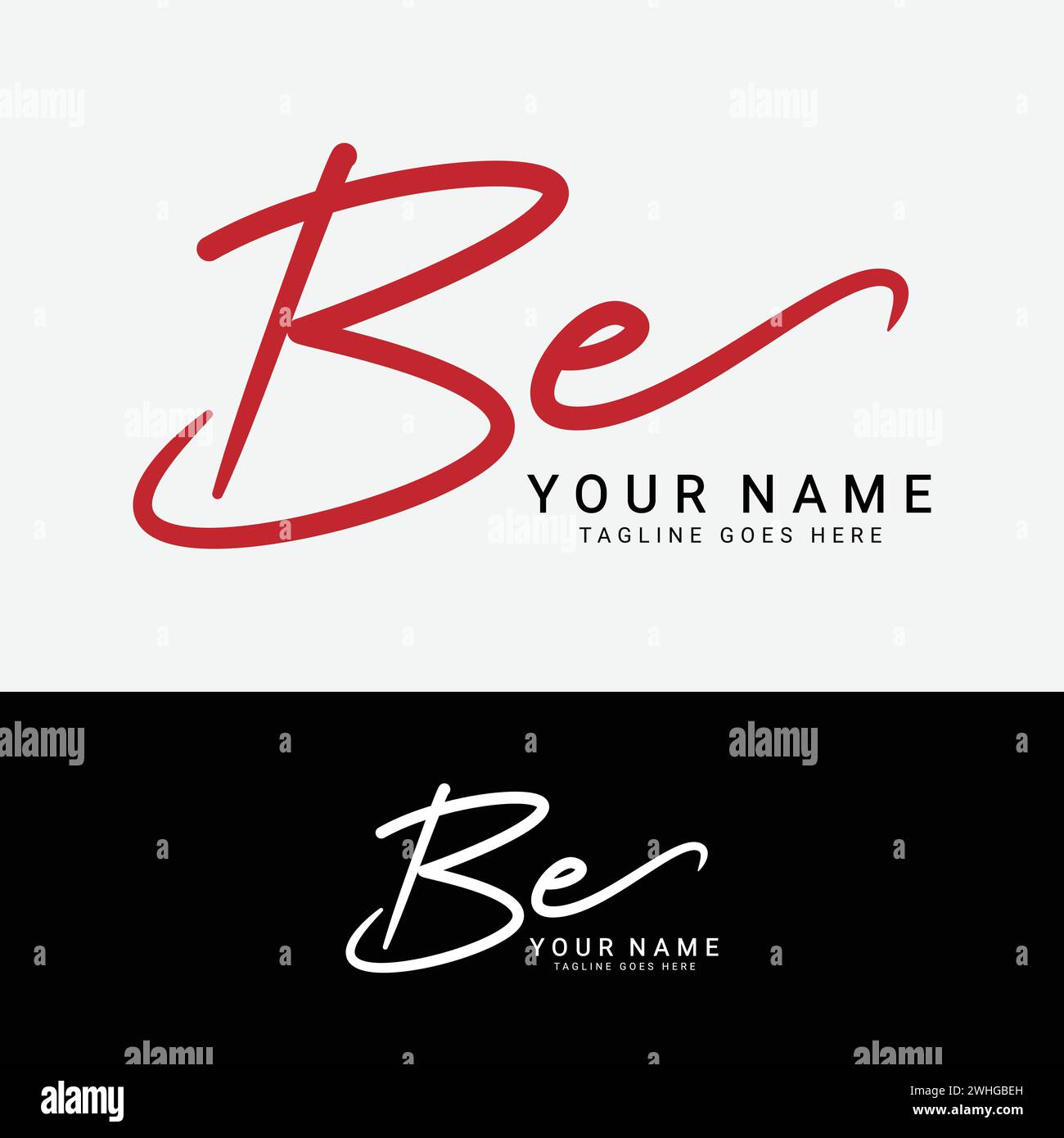 B, e, SII il logo della lettera iniziale. Logo firma alfabetico BE Handwritten Illustrazione Vettoriale