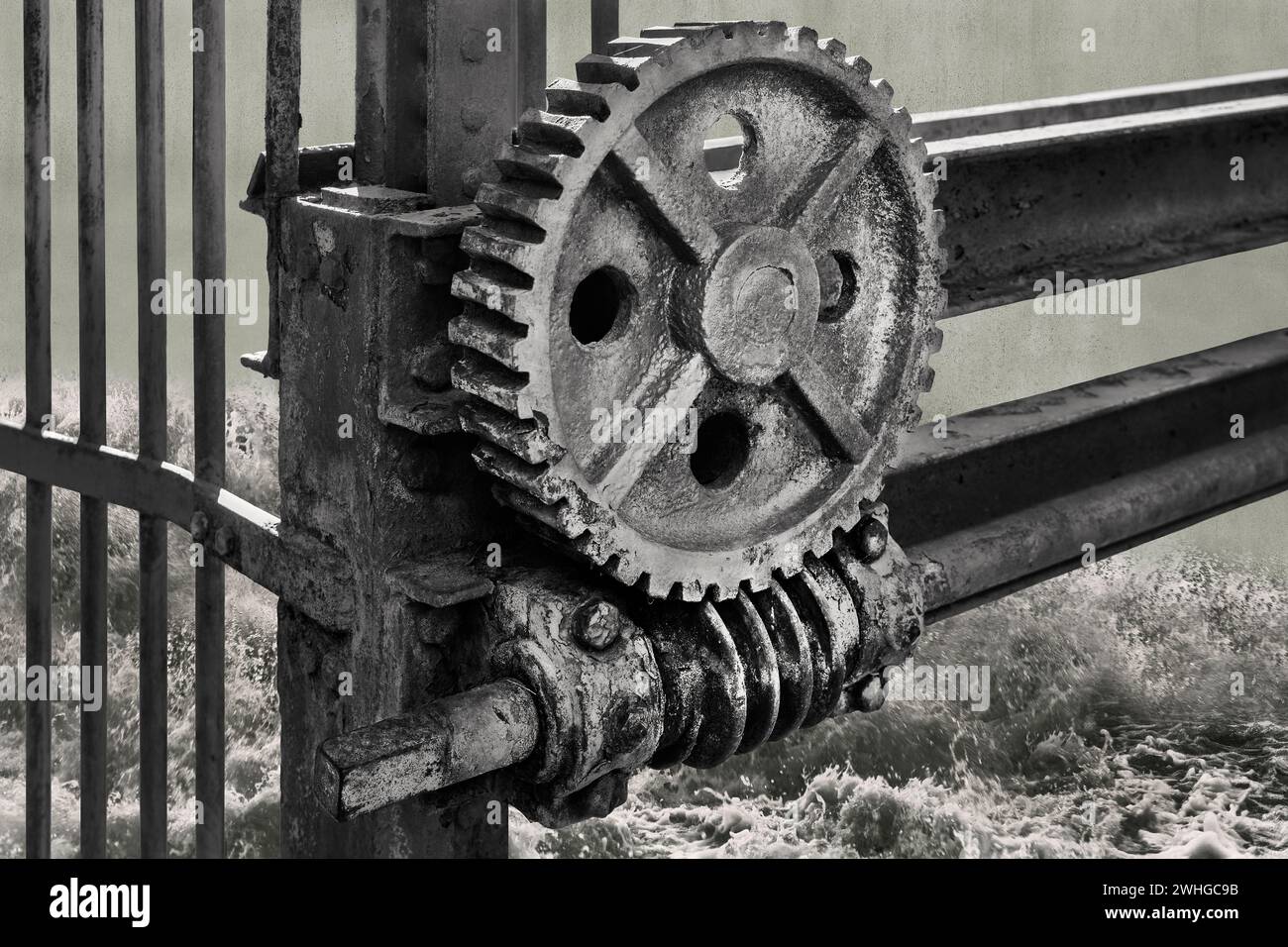 Worm Gear alla weir Foto Stock