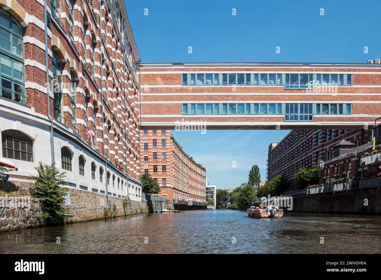 Fascino storico sul canale, la rezione dei mattoni di Lipsia Foto Stock