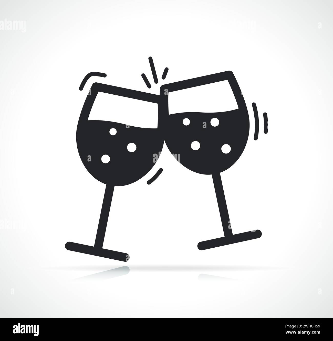 Immagine dell'icona di collisione dei bicchieri da champagne isolata Illustrazione Vettoriale