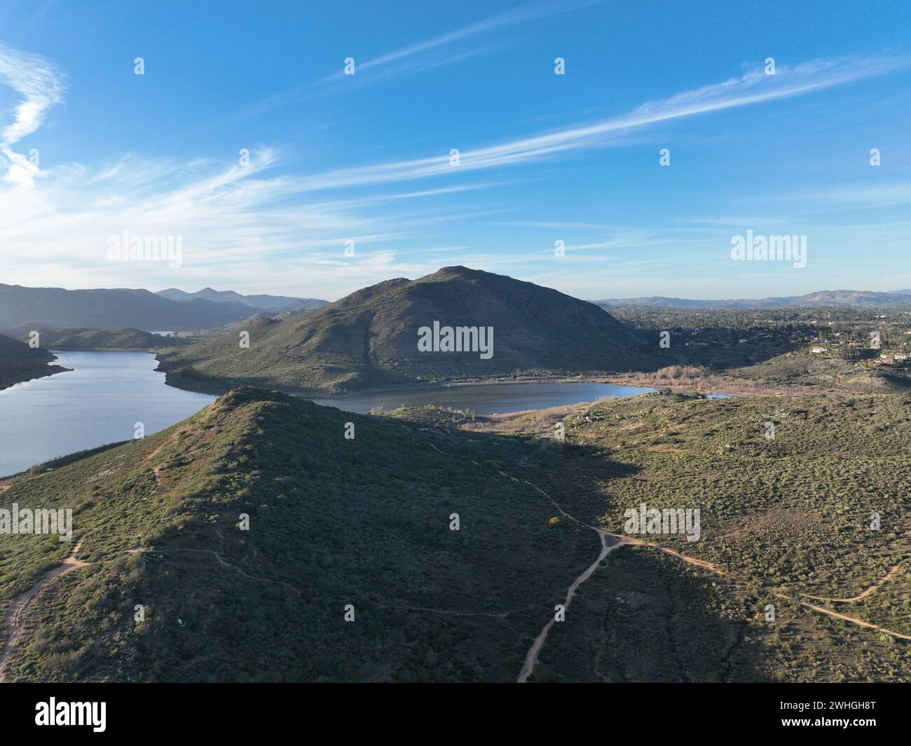 Vista panoramica del lago Hodges e della contea di San Diego nord Foto Stock