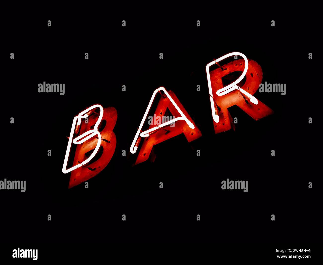 Barra parola neon su sfondo nero Foto Stock
