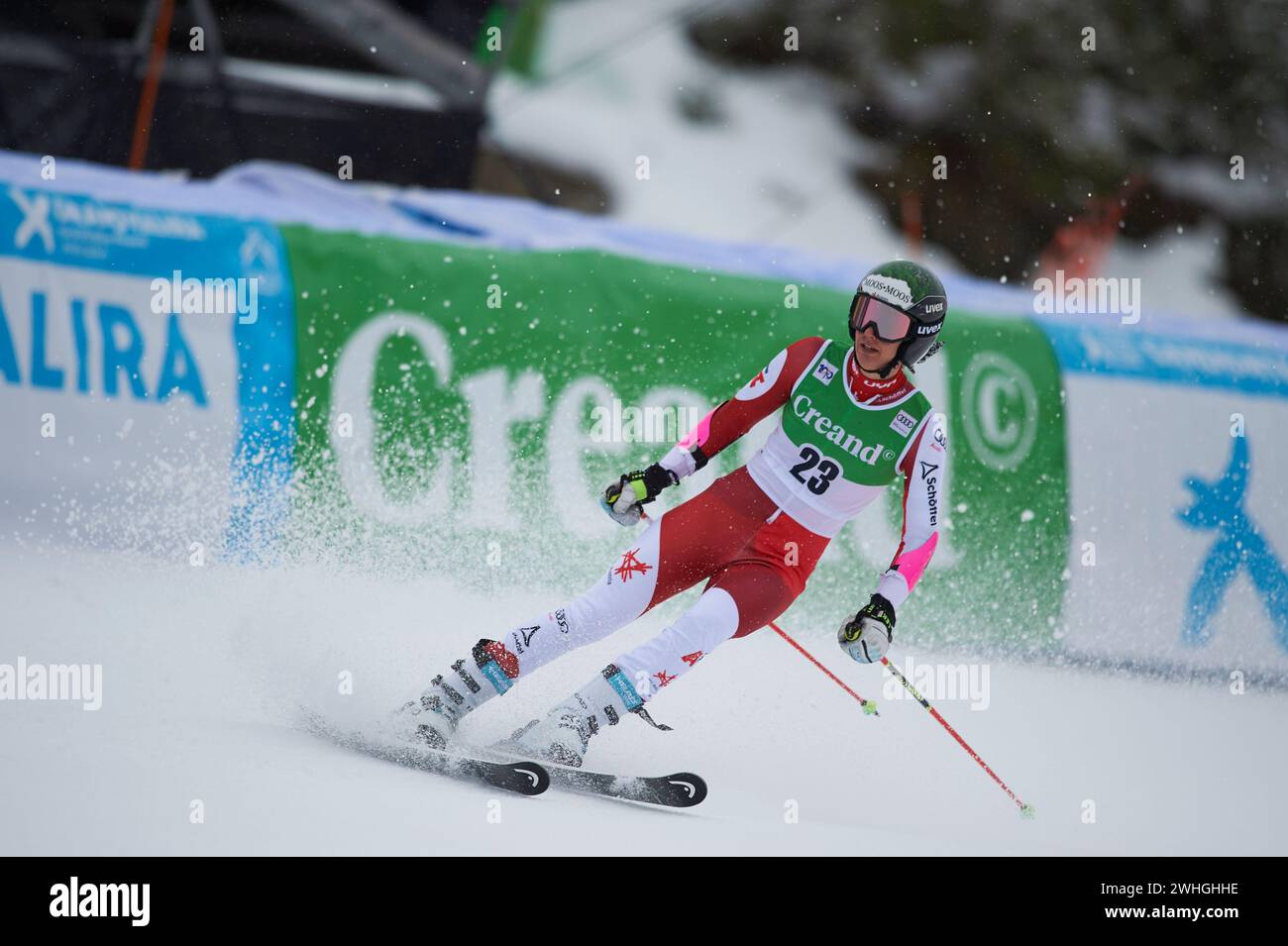 Elisabeth Kappaurer dall'Austria in azione durante la Coppa del mondo di sci AUDI FIS 2023/2024, 9° Slalom gigante femminile il 10 febbraio 2024 ad Avet (Soldeu, Foto Stock