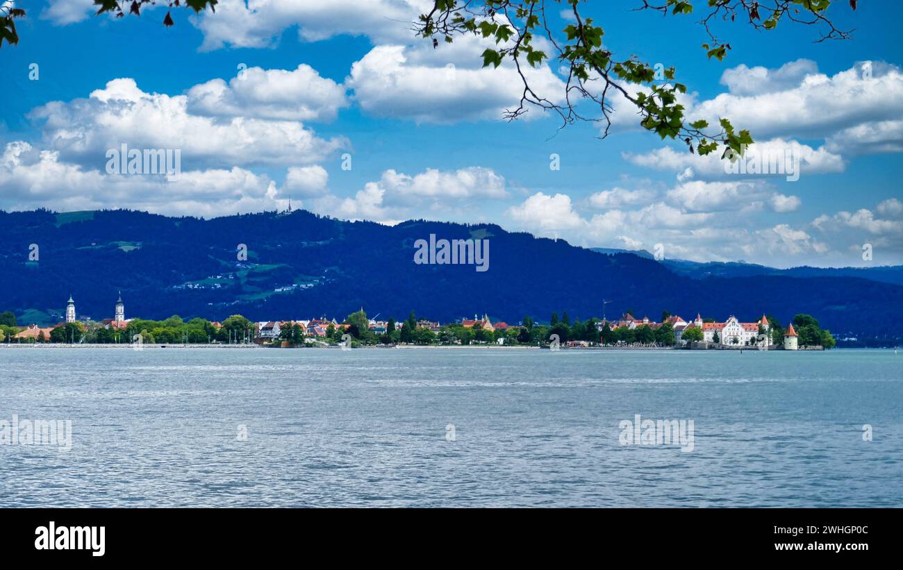 Vista di Lindau (isola) sul lago di Costanza Foto Stock