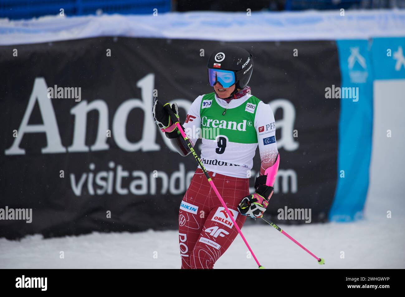 Soldeu, Andorra. 10 febbraio 2024. Maryna Gasienica Daniel dalla Polonia in azione durante la Coppa del mondo di Sci AUDI FIS 2023/2024, 9° Slalom Gigante femminile il 10 febbraio 2024 ad Avet (Soldeu, AUDI FIS Coppa del mondo di Sci 2023/2024, 9° Slalom Gigante femminile. (Foto di Vicente Vidal Fernandez/SOPA Images/Sipa USA) credito: SIPA USA/Alamy Live News Foto Stock