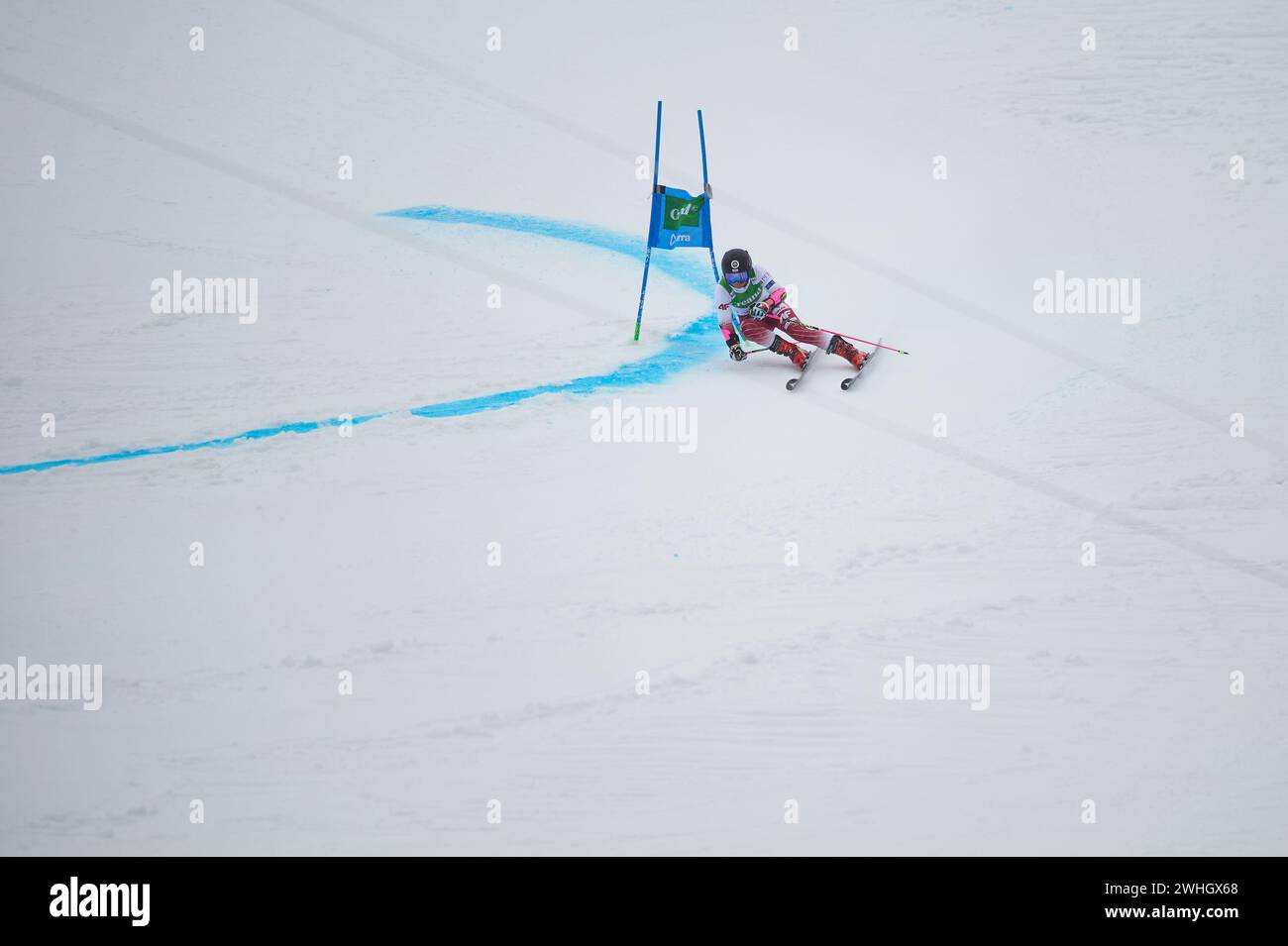 Soldeu, Andorra. 10 febbraio 2024. Maryna Gasienica Daniel dalla Polonia in azione durante la Coppa del mondo di Sci AUDI FIS 2023/2024, 9° Slalom Gigante femminile il 10 febbraio 2024 ad Avet (Soldeu, AUDI FIS Coppa del mondo di Sci 2023/2024, 9° Slalom Gigante femminile. (Foto di Vicente Vidal Fernandez/SOPA Images/Sipa USA) credito: SIPA USA/Alamy Live News Foto Stock