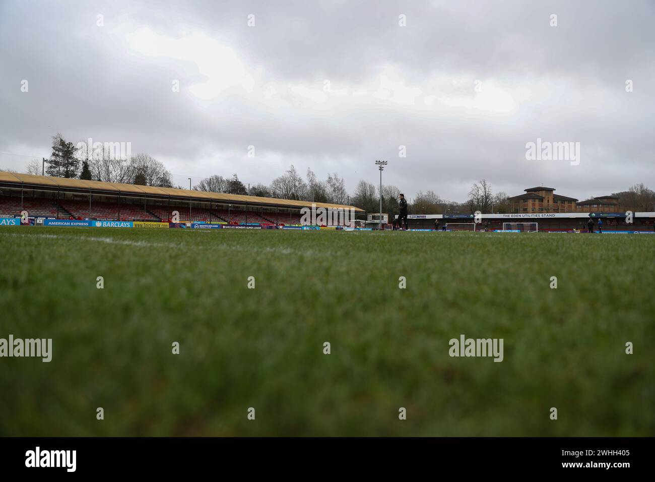 Crawley, Regno Unito. 21 gennaio 2024. Ampio tiro al Broadfield Stadium di Crawley Town prima della partita WSL tra Brighton e Bristol City. Foto Stock