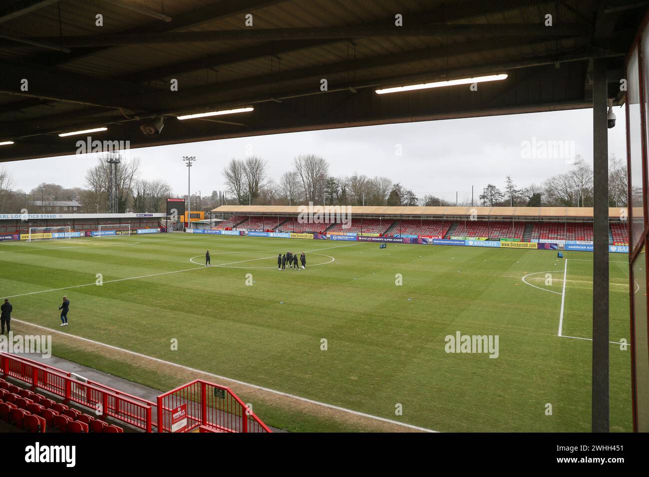 Crawley, Regno Unito. 21 gennaio 2024. Ampio tiro al Broadfield Stadium di Crawley Town prima della partita WSL tra Brighton e Bristol City. Foto Stock