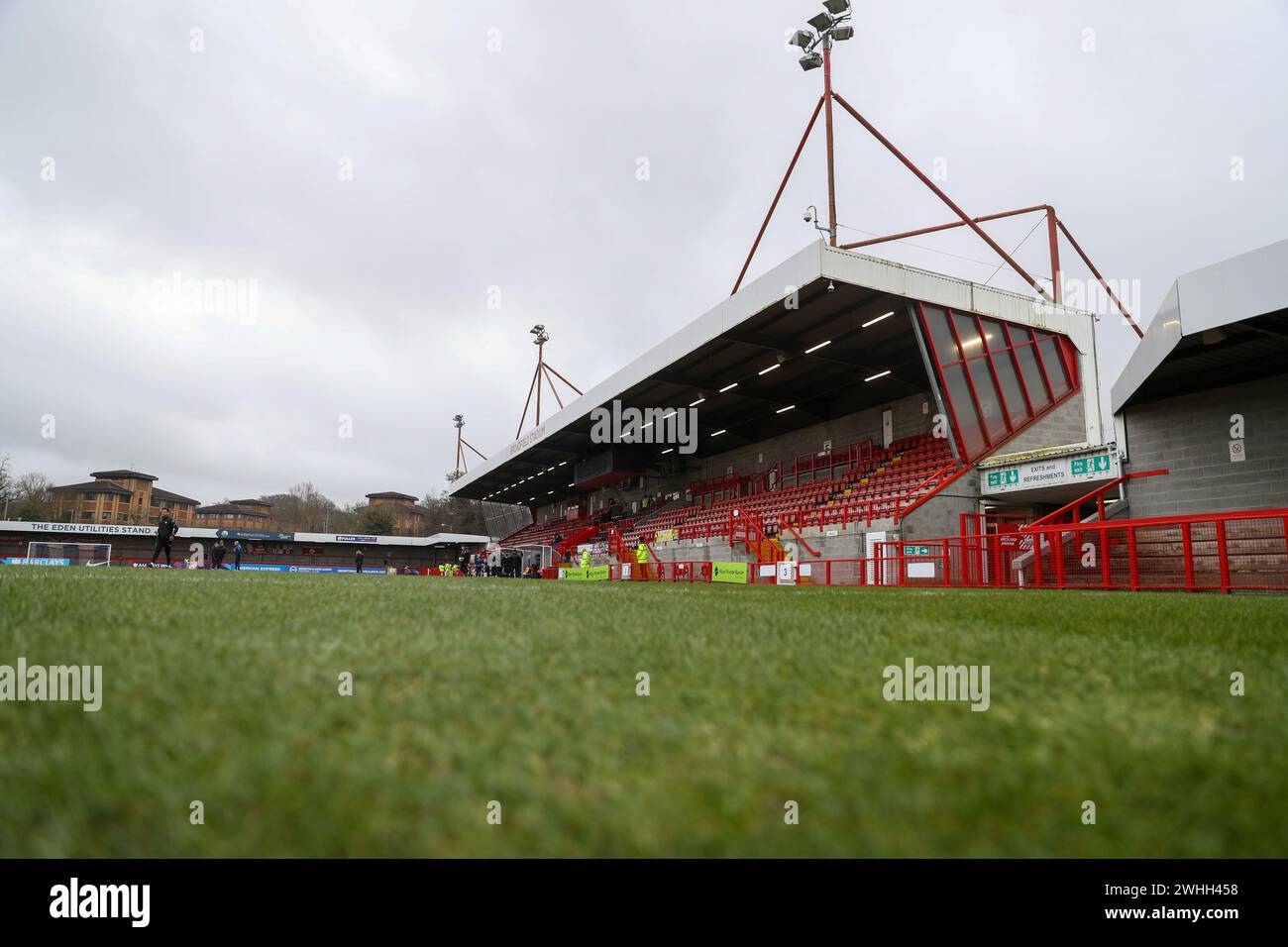 Crawley, Regno Unito. 21 gennaio 2024. Ampio tiro al Broadfield Stadium di Crawley Town prima della partita WSL tra Brighton e Bristol City. Foto Stock