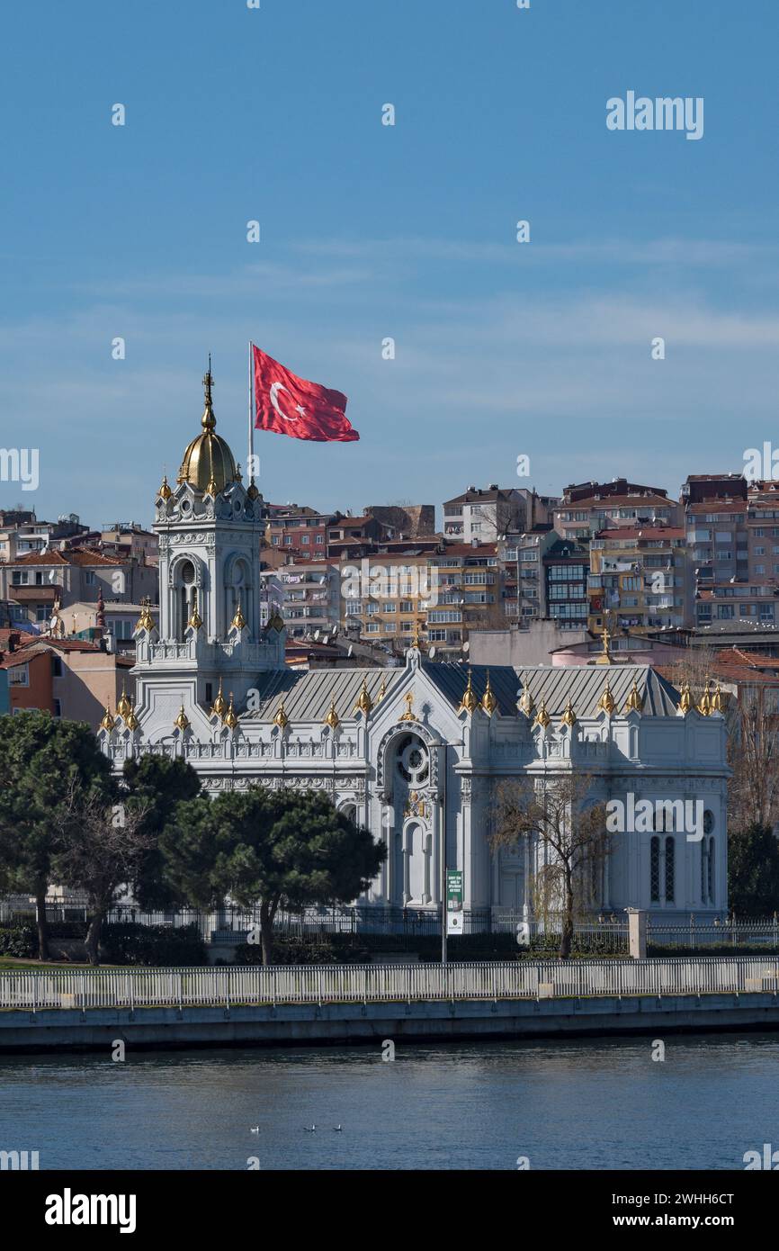 La Chiesa bulgara di ferro di Santo Stefano nel distretto di Fatih di Istanbul, Turchia Foto Stock