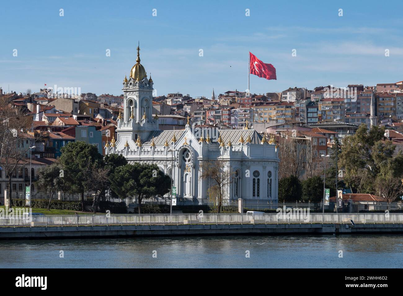 La Chiesa bulgara di ferro di Santo Stefano nel distretto di Fatih di Istanbul, Turchia Foto Stock