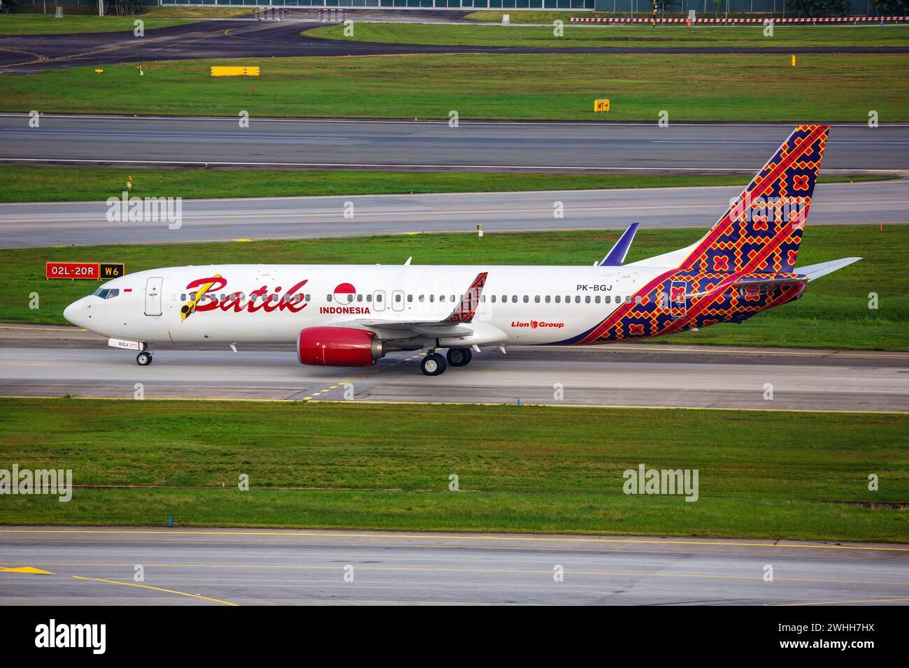 Changi, Singapore - 3 febbraio 2023: Un Boeing 737-800 della Batik Air Indonesia con il numero di registrazione PK-BGJ all'aeroporto di Changi (SIN) in Foto Stock