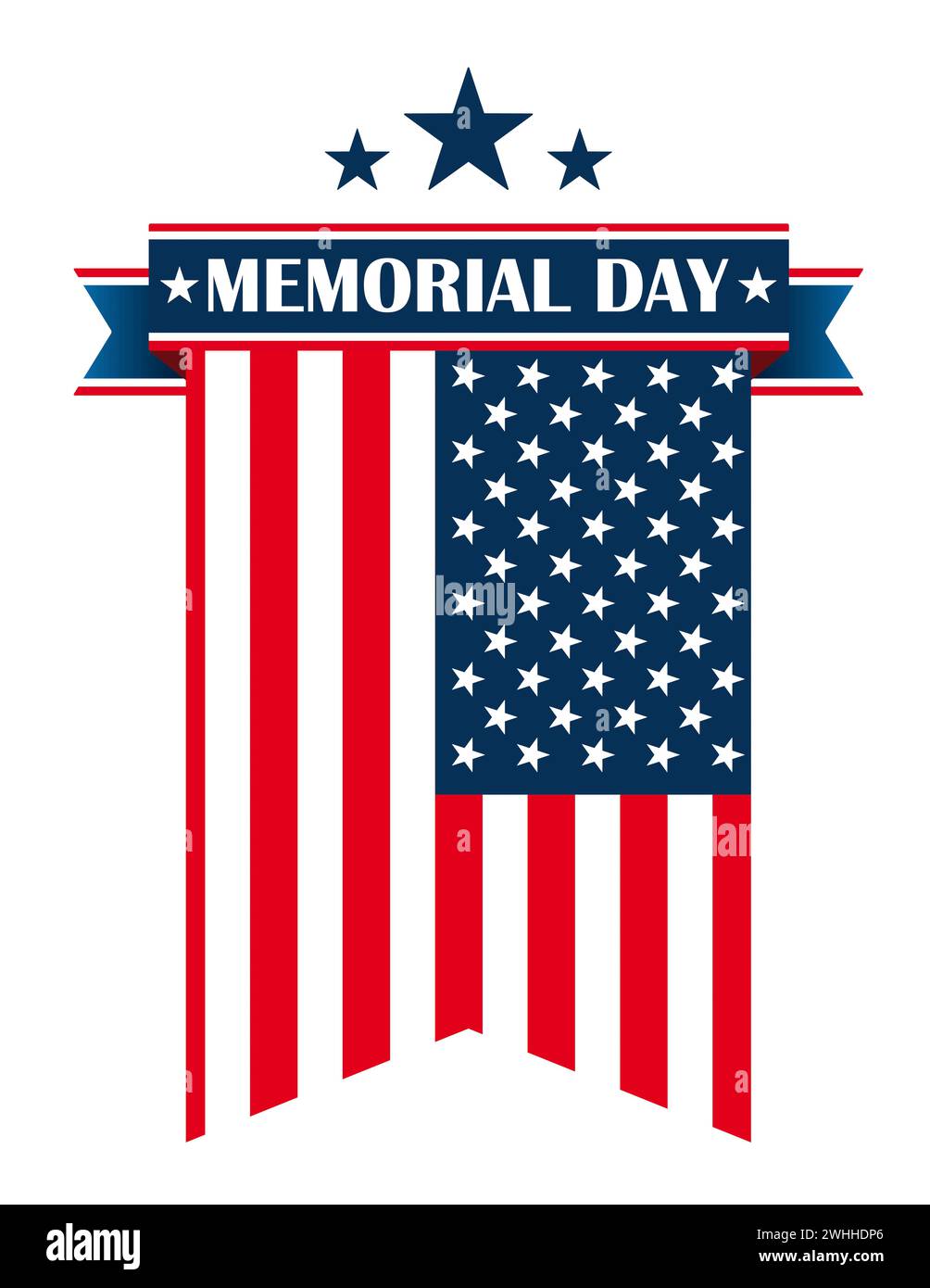 Lettera del Memorial Day con bandiera USA. File vettoriale EPS 10. Foto Stock