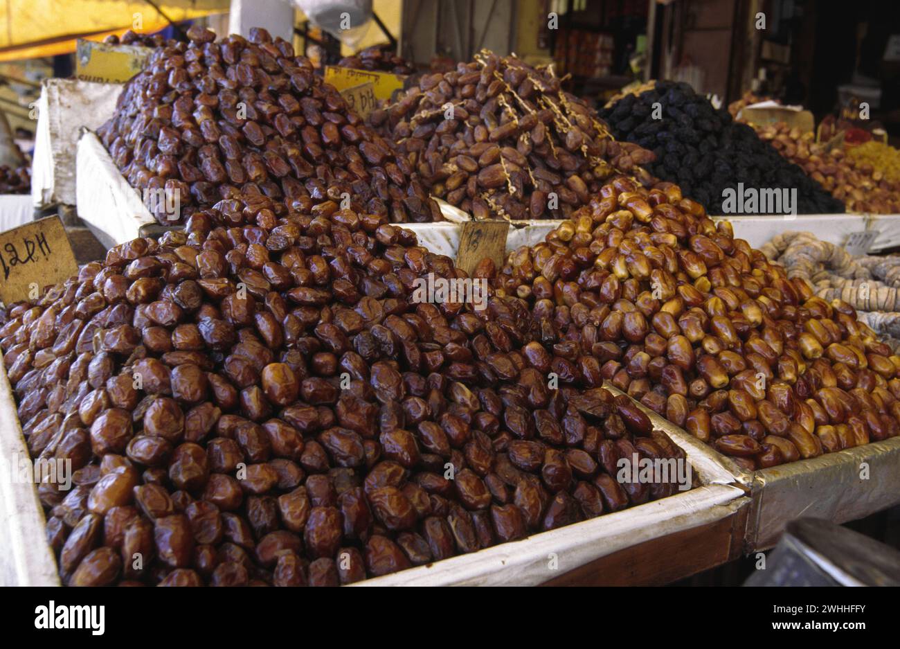 Datiles .Zoco de Fez (Fez el-Bali).Marruecos. Foto Stock