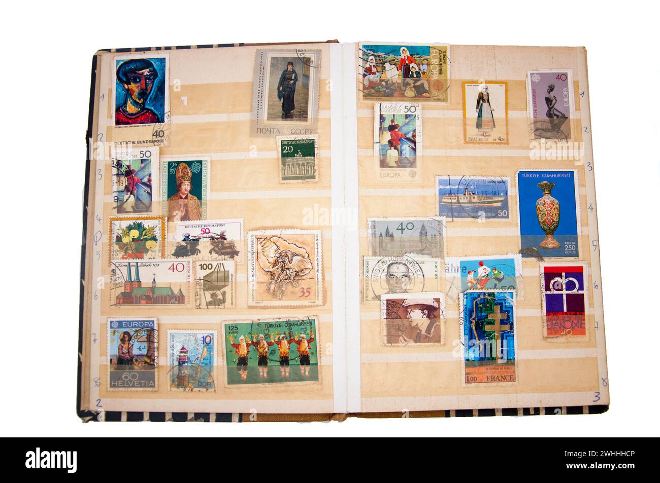 Raccolta di francobolli fotografici Foto Stock
