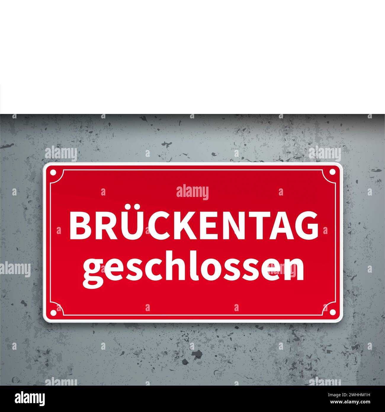Tedesco text Brückentag geschlossen, Translate Bridging Day CLOSED. Foto Stock