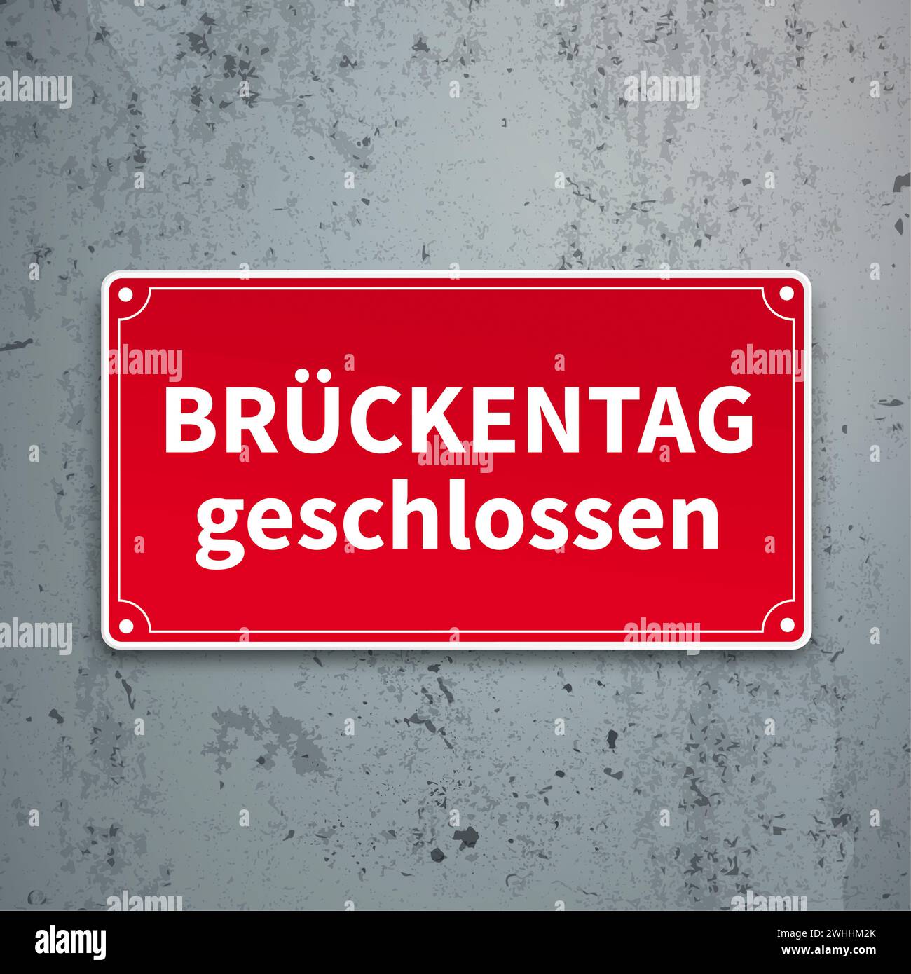Tedesco text Brückentag geschlossen, Translate Bridging Day CLOSED. Foto Stock