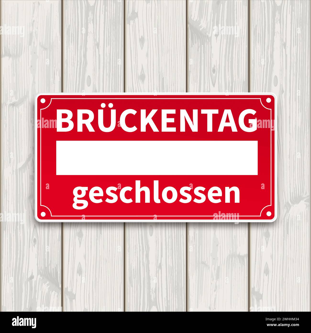 Tedesco text Brückentag geschlossen, Translate Bridging Day CLOSED. File vettoriale EPS 10. Foto Stock