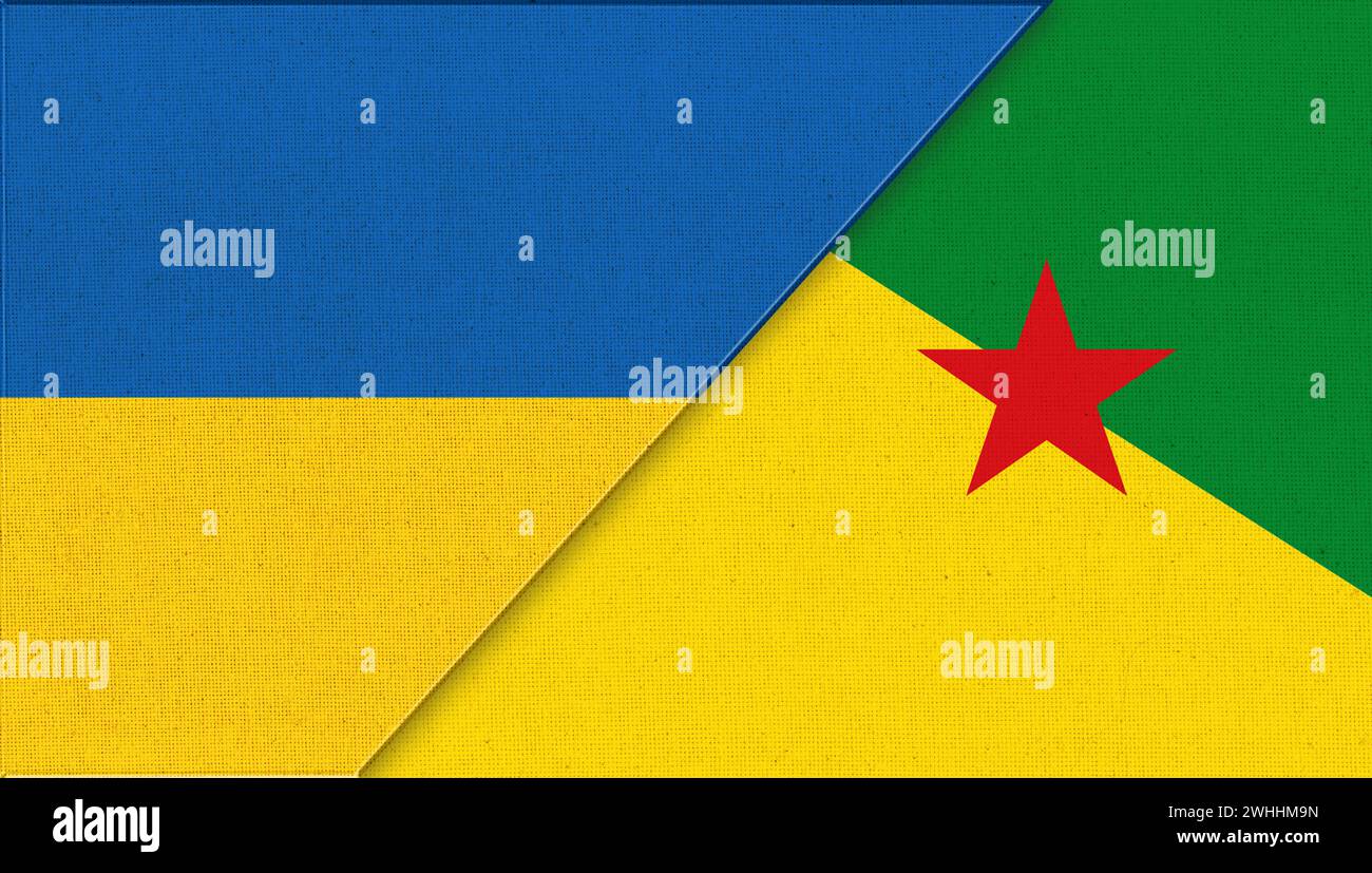Bandiere dell'Ucraina e della Francia. relazioni diplomatiche tra due paesi Foto Stock