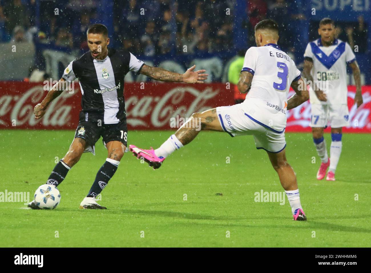 Buenos Aires, Argentina. 9 febbraio 2024. Lucas Castro di Gimnasia y Esgrima la Plata durante la partita del quarto turno della Liga Profesional de Fútbol argentina allo stadio José Amalfitani ( credito: Néstor J. Beremblum/Alamy Live News Foto Stock