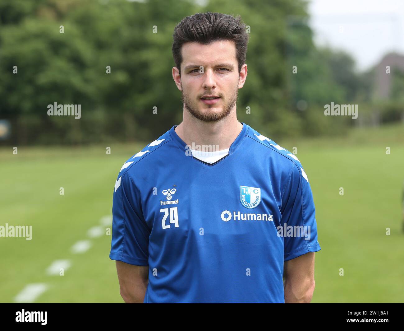 Nuovo ingaggio di Jean Hugonet dal 1 FC Magdeburg all'inizio dell'allenamento per la stagione 2023-24 della Bundesliga 2 Foto Stock