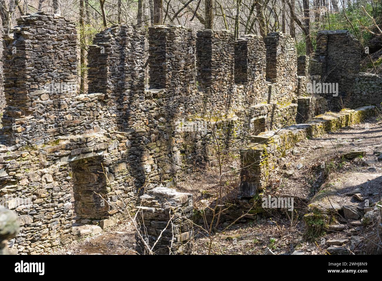 Sope Creek Mill Ruins, una parte dell'area ricreativa nazionale del fiume Chattahoochee, a Marietta, Georgia. (USA) Foto Stock