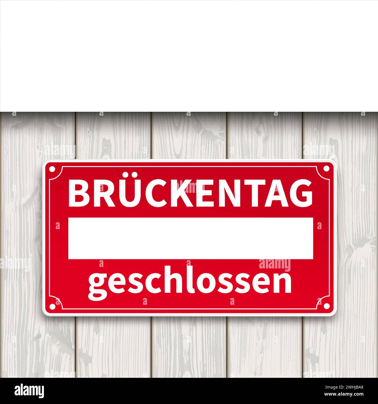 Tedesco text Brückentag geschlossen, Translate Bridging Day CLOSED. Foto Stock