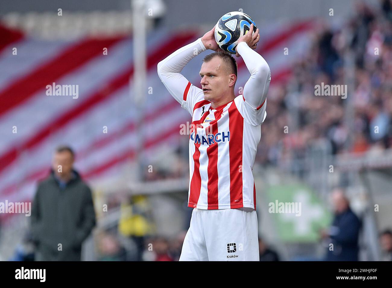 Cracovia, Polonia. 10 febbraio 2024. 2024.02.10 Cracovia Pilka nozna, PKO BP Ekstraklasa, sezon 2023/2024 Cracovia Cracovia Cracovia - Radomiak Radom N/z Pawel Jaroszynski foto Krzysztof Porebski/PressFocus 2024.02.10 Cracovia calcio, campionato polacco di primo livello, stagione 2023/24 Cracovia Cracovia Cracovia Cracovia - Radomiak Radom Pawel Jaroszynski Credit: Krzyszynski Credit: Krzysztof Poramski/USA Foto Stock