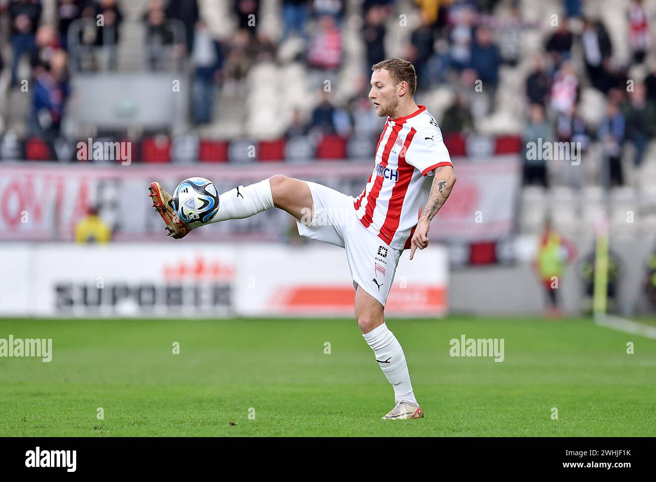 Cracovia, Polonia. 10 febbraio 2024. 2024.02.10 Cracovia Pilka nozna, PKO BP Ekstraklasa, sezon 2023/2024 Cracovia Cracovia - Radomiak Radom N/z Andreas Skovgaard foto Krzysztof Porebski/PressFocus 2024.02.10 Cracovia calcio, campionato polacco - primo livello, stagione 2023/24 Cracovia Cracovia Cracovia Cracovia - Radomiak Radom Andreas Skovgaard credito: Krzysztof Poreby News/PressSIPA Foto Stock