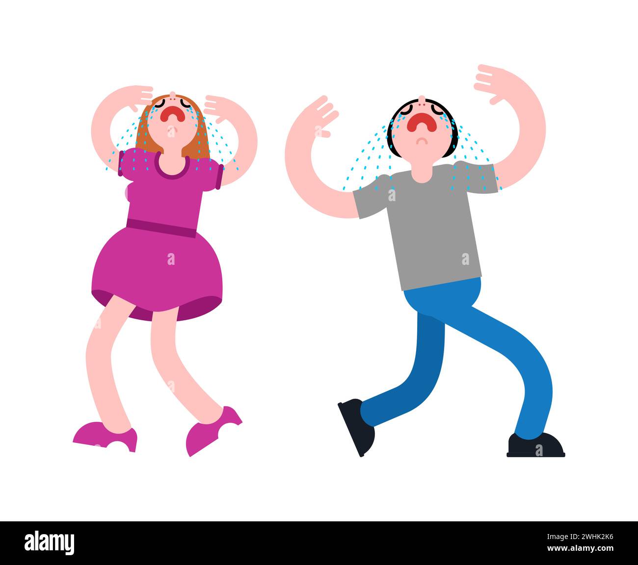 amanti che si separano. Uomini e donne sono tristi. litigio per gli amanti del concetto Illustrazione Vettoriale