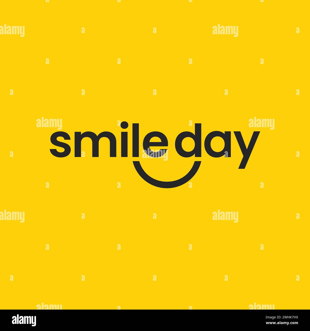 Illustrazione del progetto del modello vettoriale Smile Day. Design con scritta "Smile Day Greeting Card" con scritta "Smile". Felicità, risate, divertimento, gioia logo Illustrazione Vettoriale