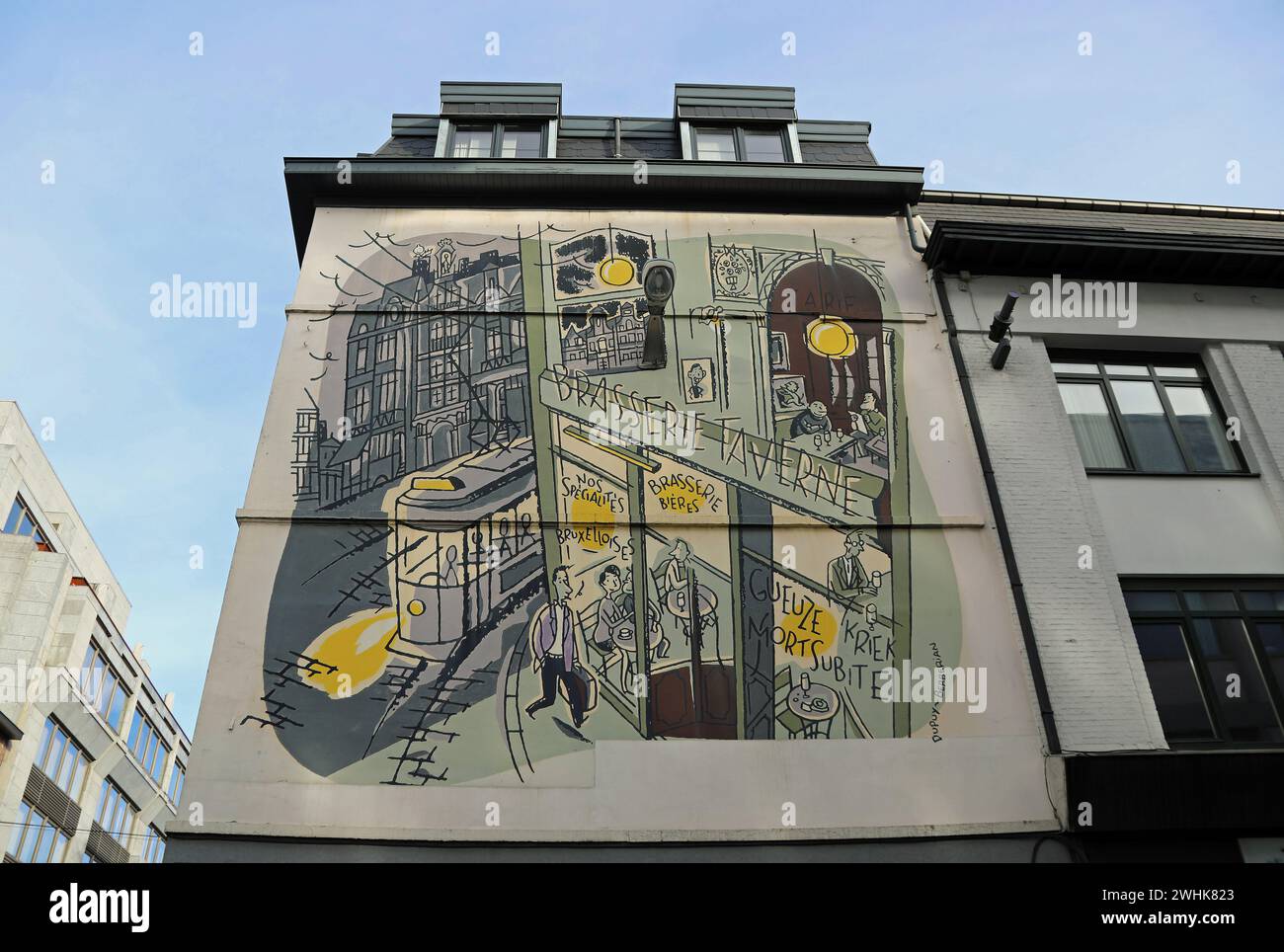 Monsieur Jean murale di Dupuy e Berberian a Bruxelles Foto Stock