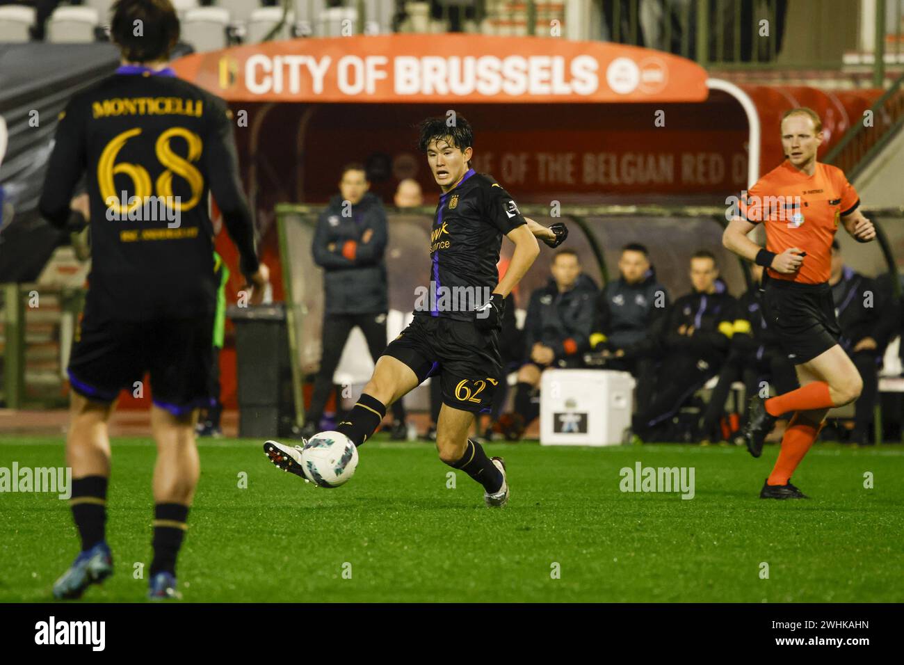 Bruxelles, Belgio. 10 febbraio 2024. L'immagine mostra una partita di calcio tra RSCA Futures (U21) e RFC Seraing, sabato 10 febbraio 2024 a Bruxelles, il giorno 21/30 della seconda divisione "Challenger Pro League" 2023-2024 del campionato belga. BELGA FOTO NICOLAS MAETERLINCK credito: Belga News Agency/Alamy Live News Foto Stock