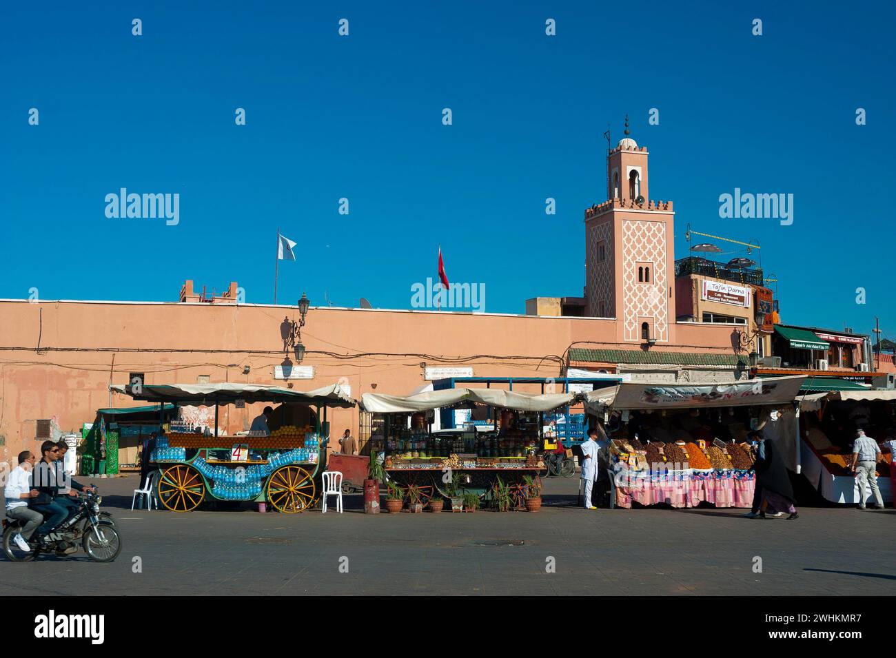 Djemaa el Fna, mercato, piazza, piazza principale, mercato di Marrakech, Marocco Foto Stock