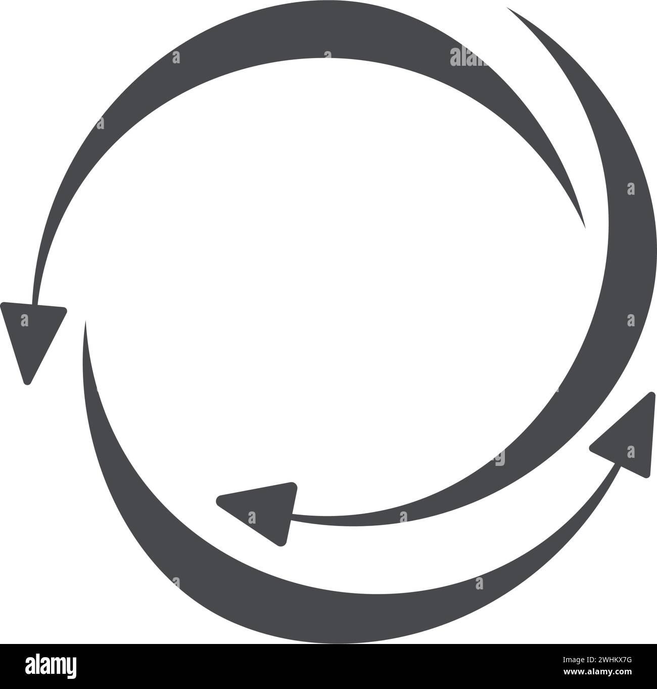 Freccia in un cerchio di 360 gradi. Segni con frecce per indicare la rotazione o i panorami a 360 gradi. Icone della realtà virtuale. vettore Illustrazione Vettoriale