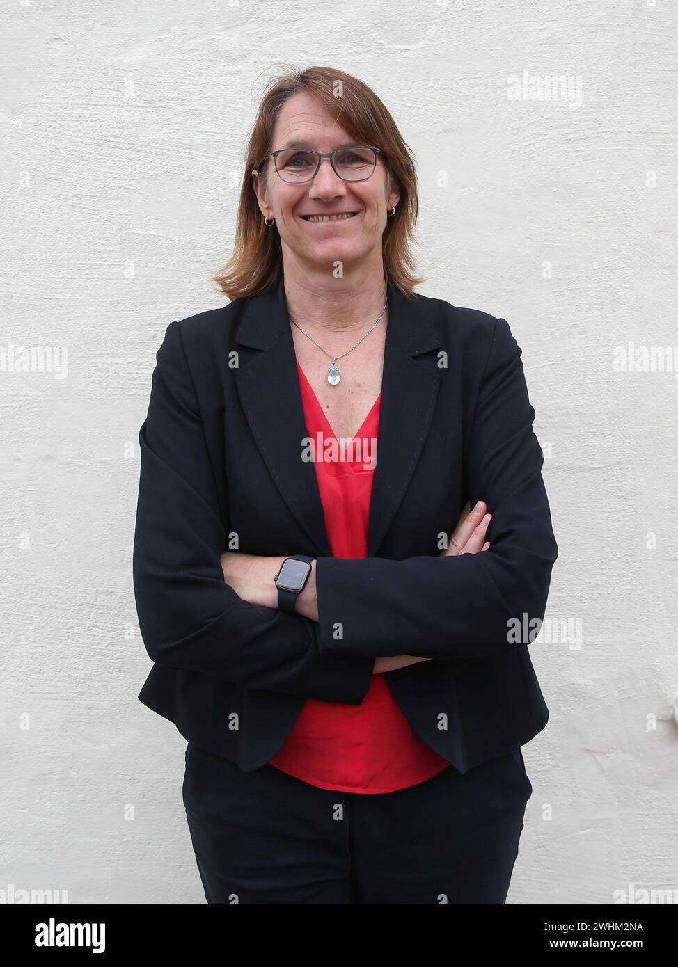 La dottoressa Franziska Kersten (SPD) durante l'ora di consultazione del suo collegio elettorale il 06/30/2023 a Wolmirste Foto Stock