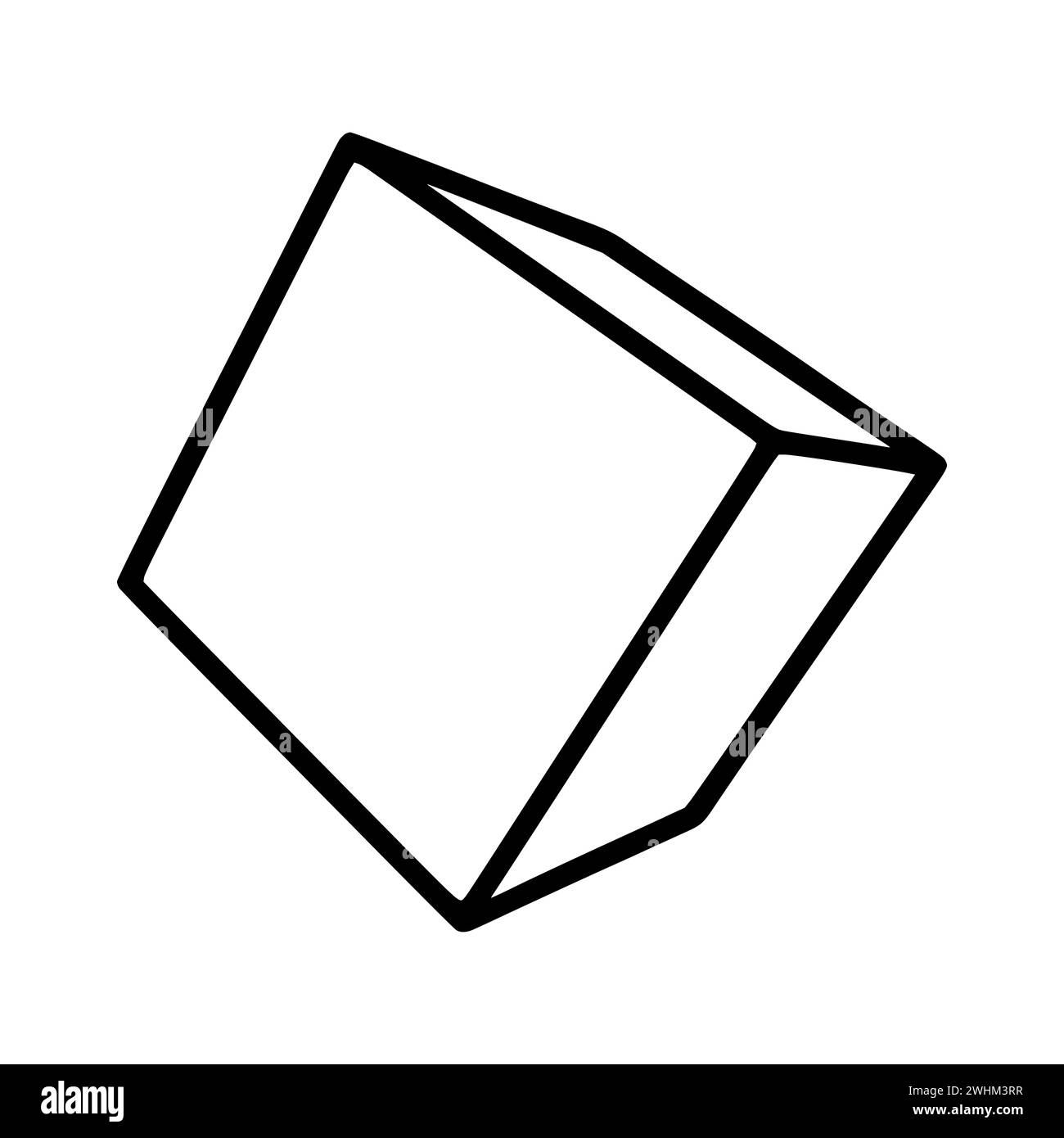 Icona della linea cubica isolata su sfondo bianco Foto Stock