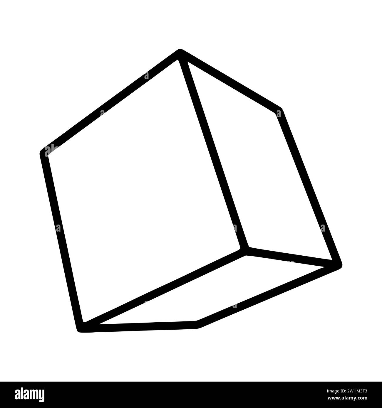 Icona della linea cubica isolata su sfondo bianco Foto Stock