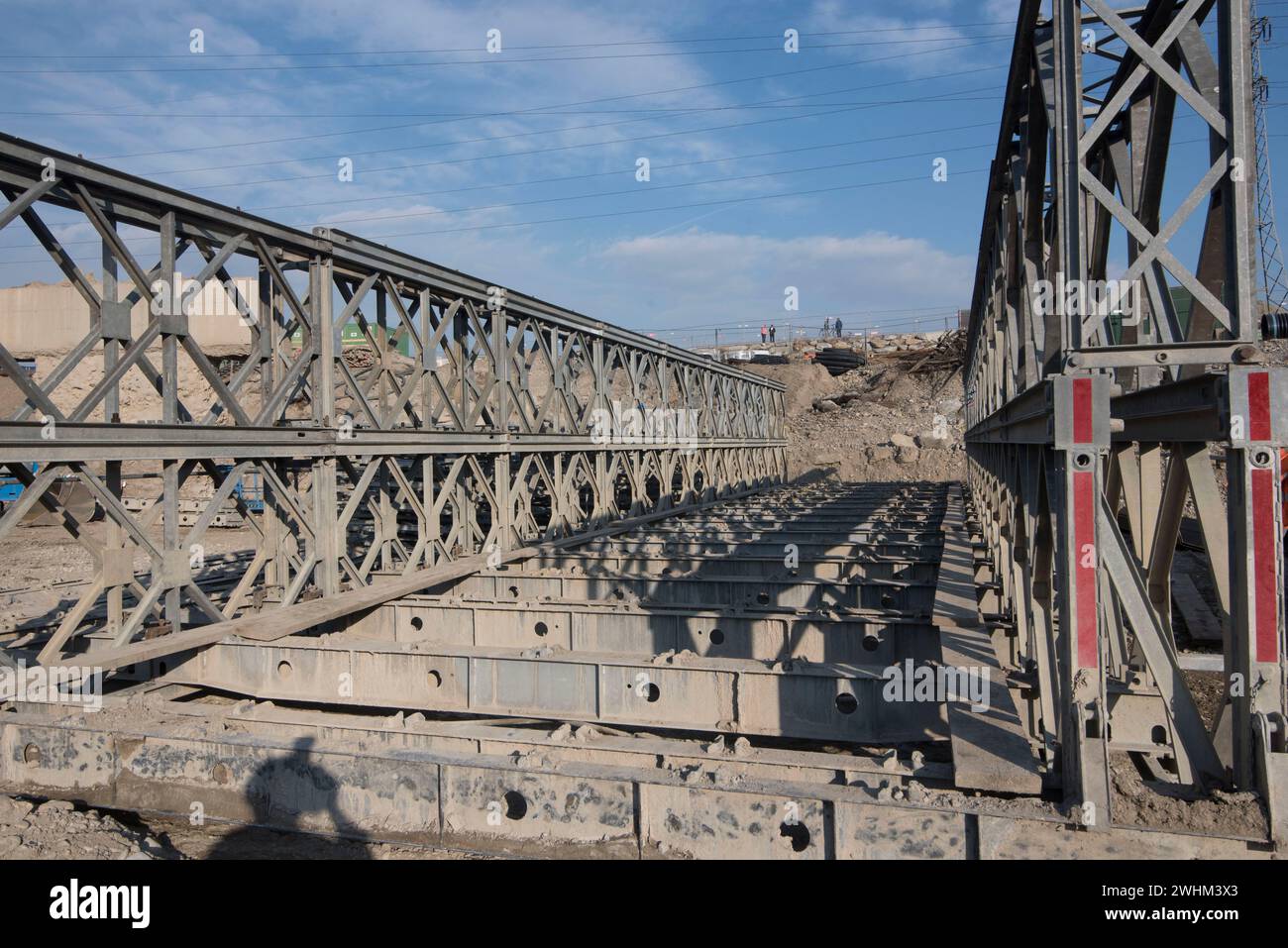 Ponte di ferro nella costruzione di capriate Foto Stock