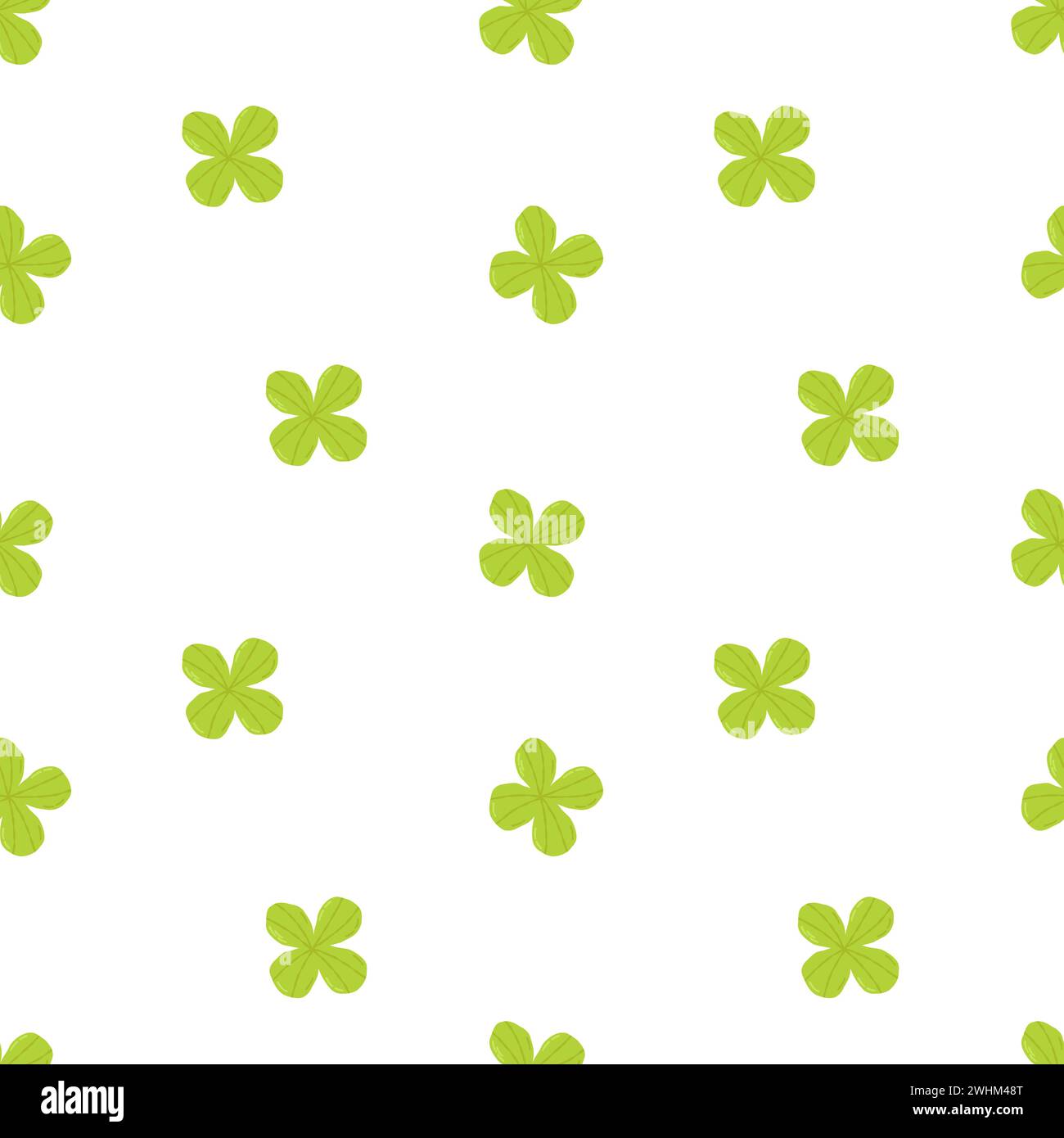 Modello festivo per St. Patrick's Day con un bel trifoglio verde. Elementi di cartoni animati piatti disegnati a mano. Illustrazione vettoriale Illustrazione Vettoriale