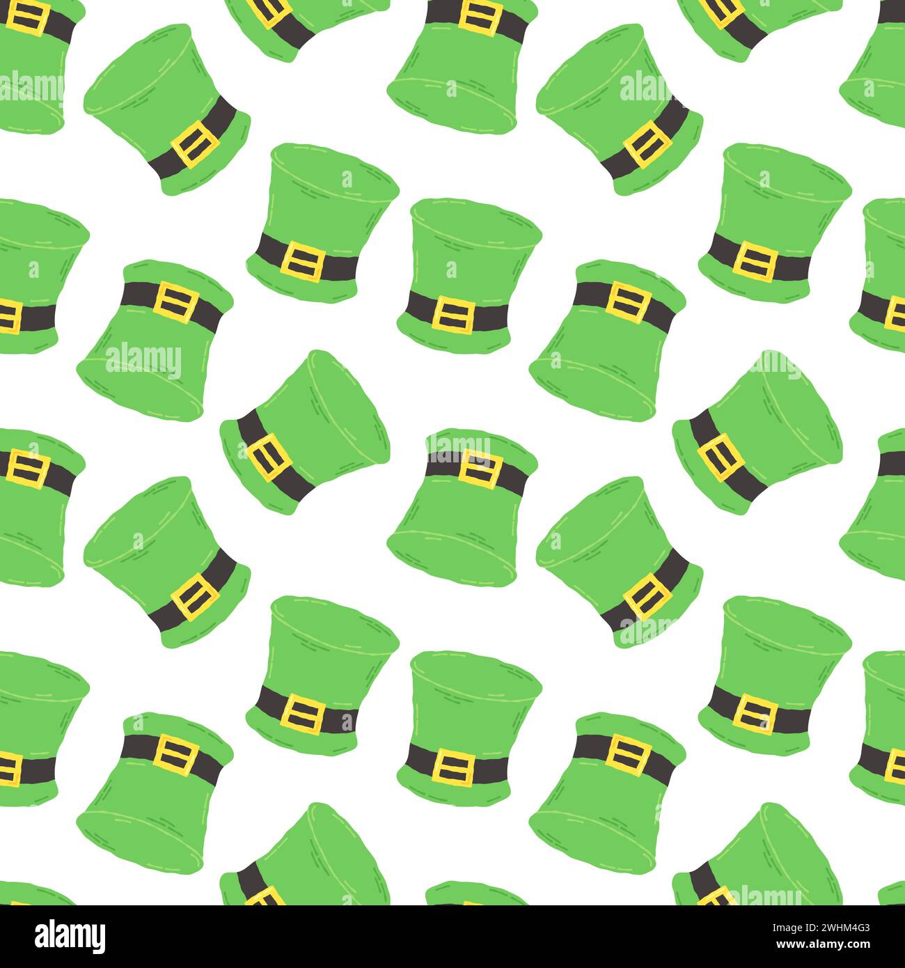 Modello festivo per St. Patrick's Day con un bel cappello verde. Elementi di cartoni animati piatti disegnati a mano. Illustrazione vettoriale Illustrazione Vettoriale