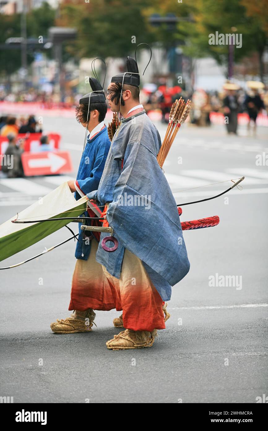 Il seguito del principe Konoe Tadahiro al Jidai Festival. Kyoto. Giappone Foto Stock
