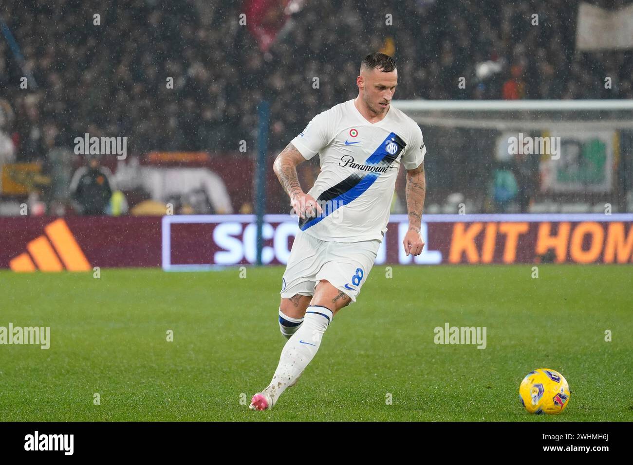 Roma, Roma, Italia. 10 febbraio 2024. 24° giorno del Campionato Italiano di serie A tra A.S:Roma VS Inter F.C., il 10 febbraio 2024 allo Stadio Olimpico di Roma, italia (Credit Image: © Stefano D'Offizi/ZUMA Press Wire) SOLO USO EDITORIALE! Non per USO commerciale! Foto Stock