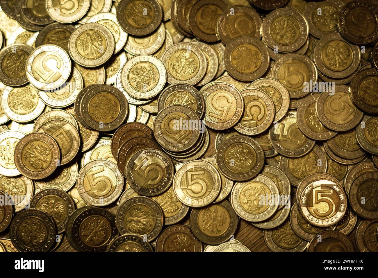 Monete polacche. Soldi polacchi. Valuta polacca. Foto Stock