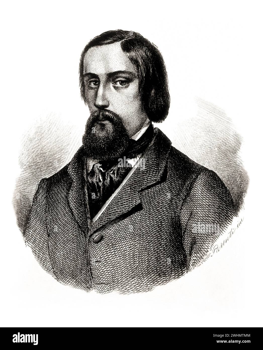 1849 c., ITALIA : il poeta e patriota italiano GOFFREDO MAMELI ( 1827 - 1849 ). Autore del poema Fratelli d'Italia ( 1847 ), inno nazionale ufficiale d'Italia del 1946 con musiche del compositore Michele Novaro (Genova 1822 - 1885 ). Ritratto inciso da parenti . - STORIA - FOTO STORICHE - POETA - PATRIOTA - RISORGIMENTO - poesia - letterato - letteratura - Inno NAZIONALE italiano - ITALIA - ritratto - ritratto - barba - EROE - incisione - incisione - ILLUSTRAZIONE --- ARCHIVIO GBB Foto Stock